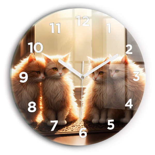 Horloge ronde Quatre chatons au soleil