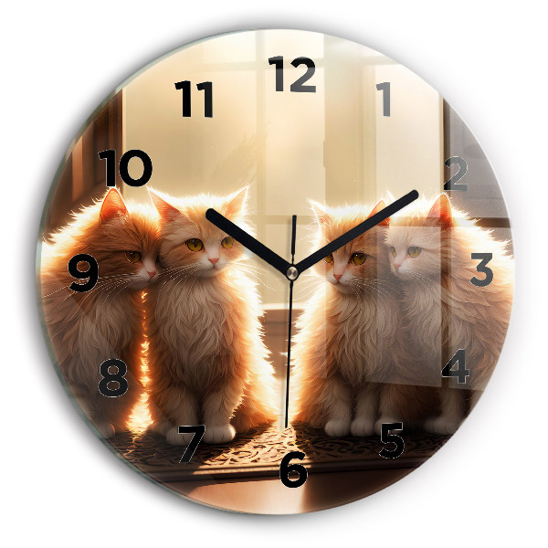 Horloge ronde Quatre chatons au soleil