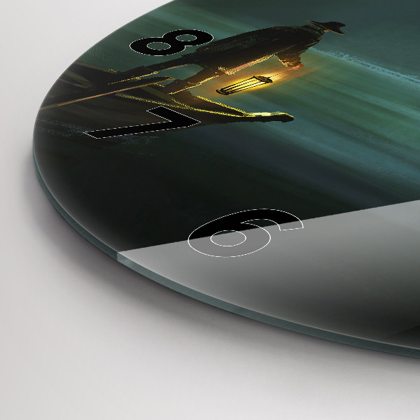 Horloge ronde 'L''homme et le monstre dans le marais'