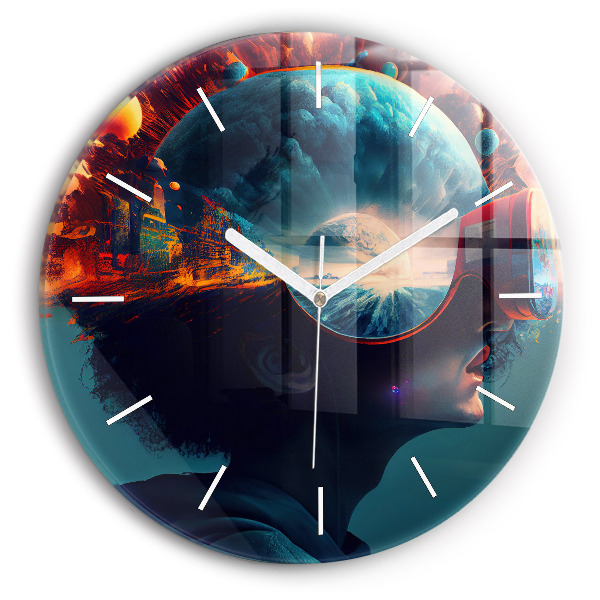 Horloge ronde Monde futuriste