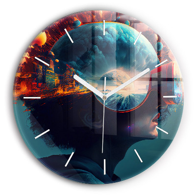 Horloge ronde Monde futuriste