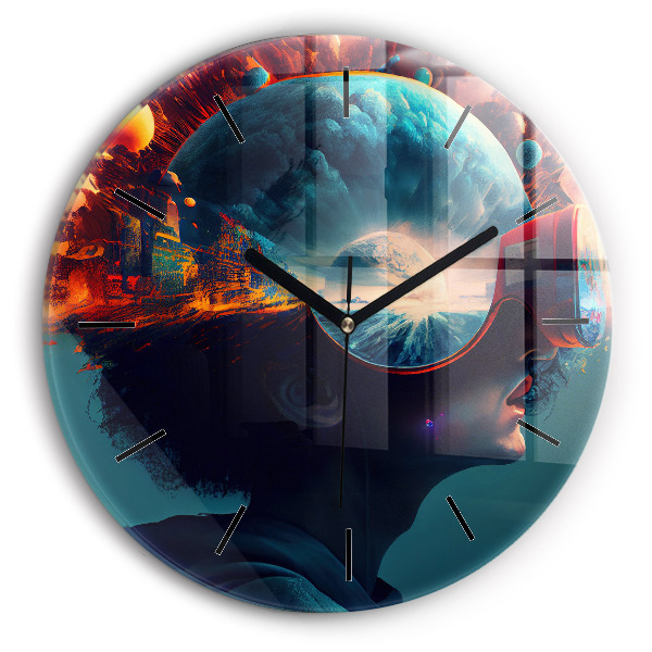 Horloge ronde Monde futuriste