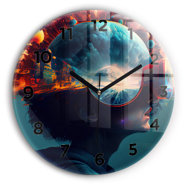 Horloge ronde Monde futuriste