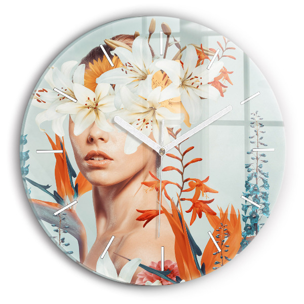 Horloge ronde Femme avec des fleurs