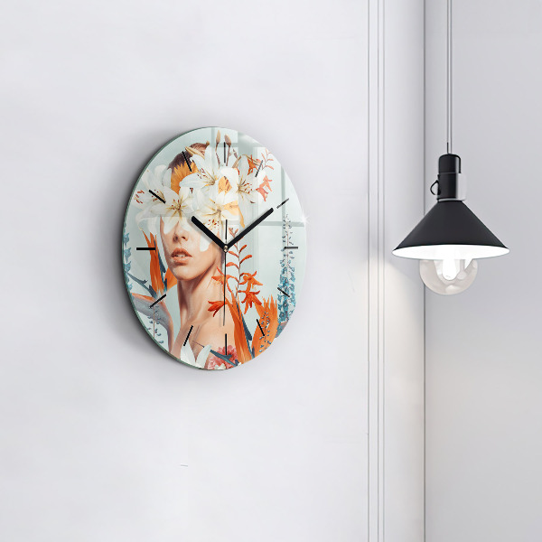 Horloge ronde Femme avec des fleurs