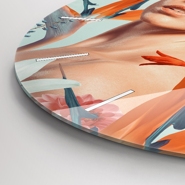 Horloge ronde Femme avec des fleurs