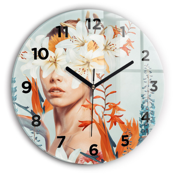 Horloge ronde Femme avec des fleurs