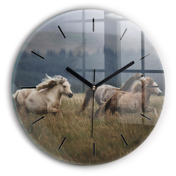 Horloge ronde Chevaux au galop