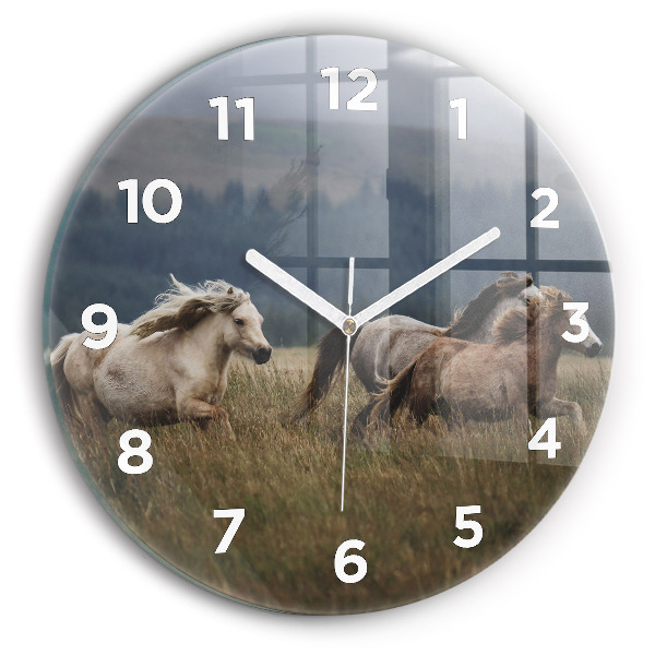 Horloge ronde Chevaux au galop