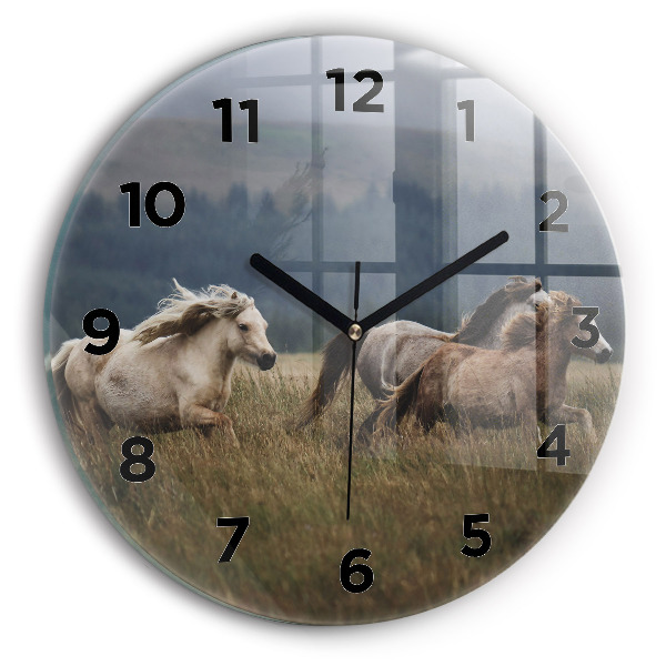 Horloge ronde Chevaux au galop
