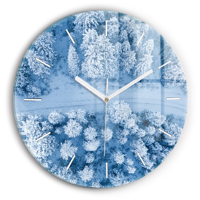 Horloge ronde Forêt en hiver