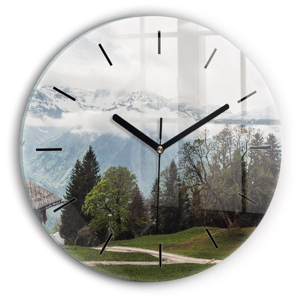 Horloge ronde Vue sur la montagne