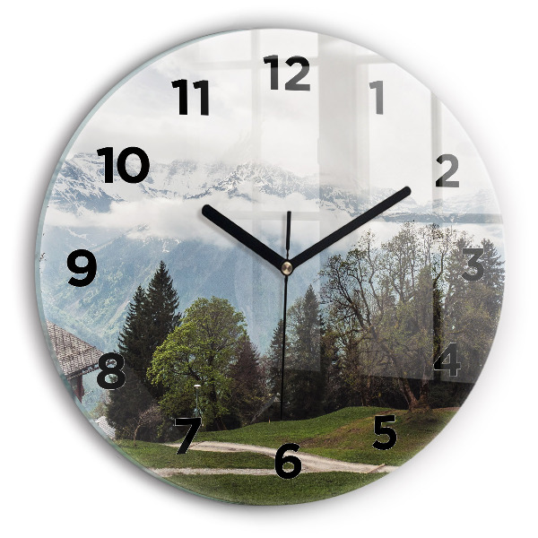 Horloge ronde Vue sur la montagne