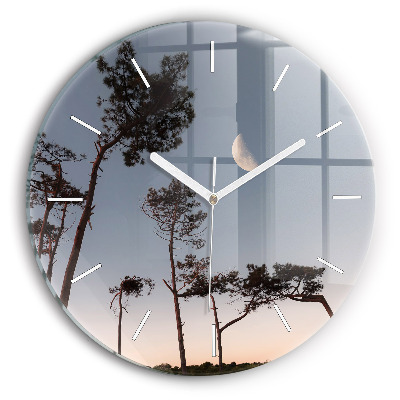 Horloge ronde Croissant et arbres