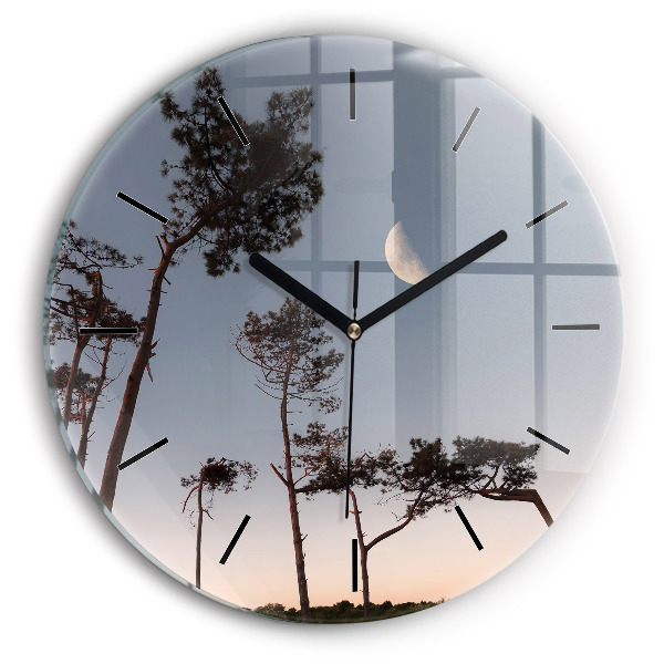 Horloge ronde Croissant et arbres