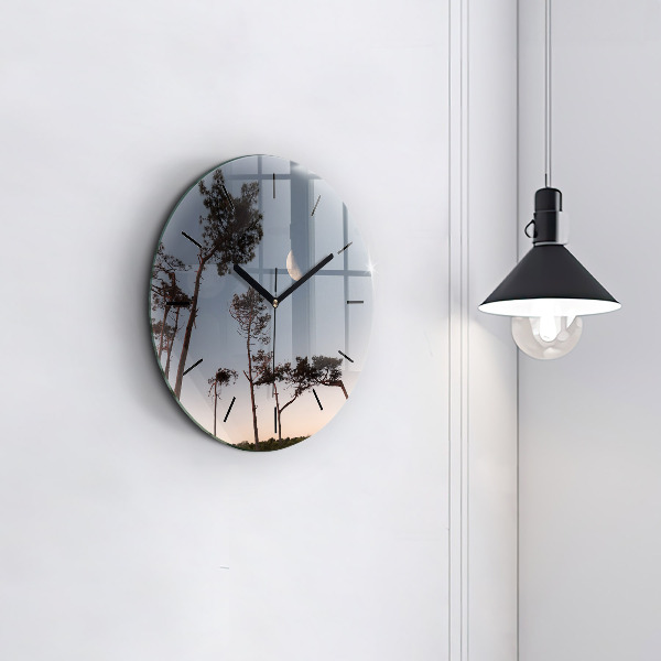 Horloge ronde Croissant et arbres