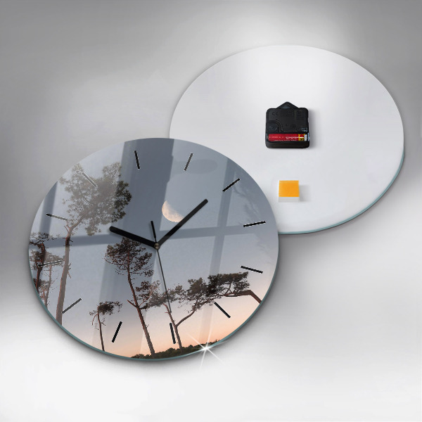 Horloge ronde Croissant et arbres