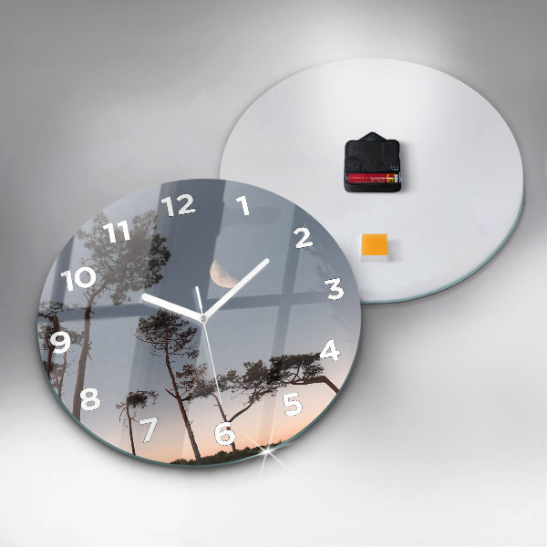 Horloge ronde Croissant et arbres