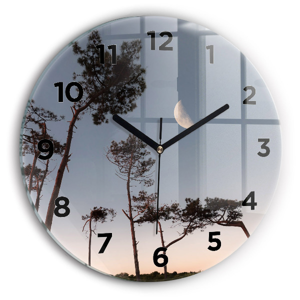 Horloge ronde Croissant et arbres