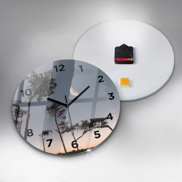 Horloge ronde Croissant et arbres