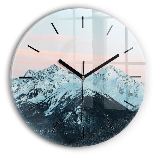 Horloge ronde Chaîne de montagnes en hiver