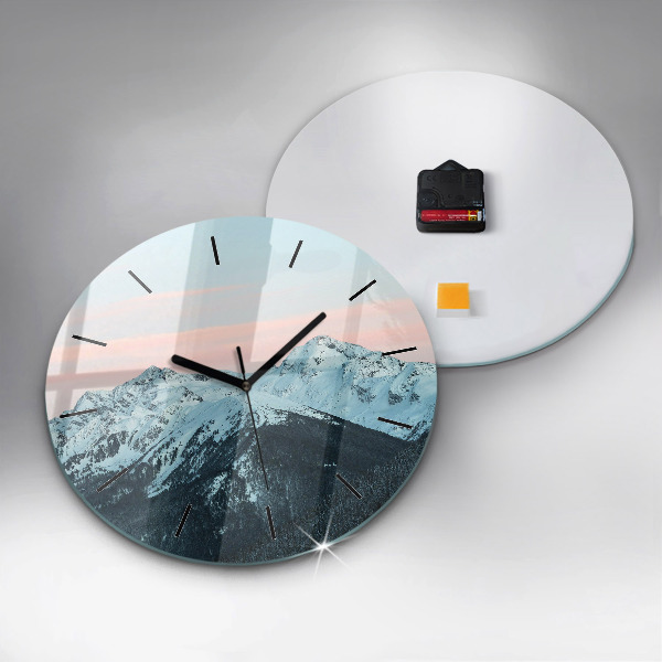 Horloge ronde Chaîne de montagnes en hiver