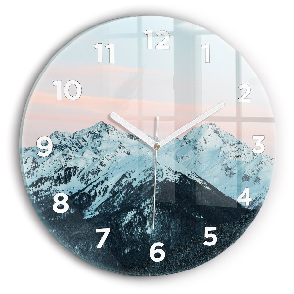 Horloge ronde Chaîne de montagnes en hiver