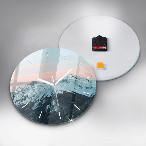 Horloge ronde Chaîne de montagnes en hiver
