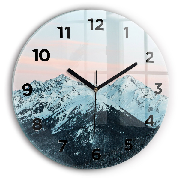 Horloge ronde Chaîne de montagnes en hiver