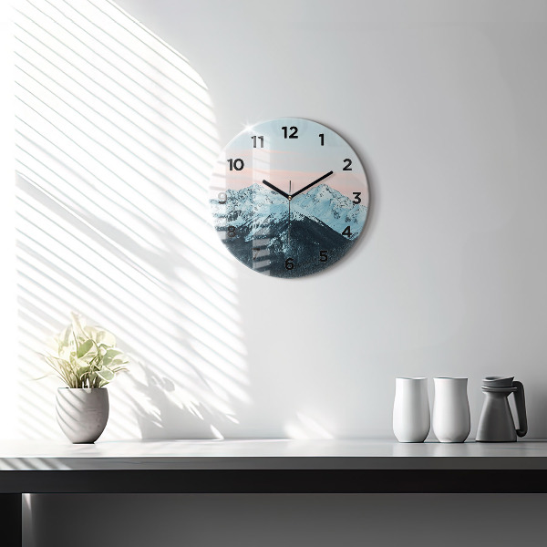 Horloge ronde Chaîne de montagnes en hiver