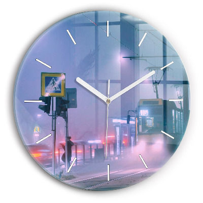 Horloge ronde Varsovie dans le brouillard