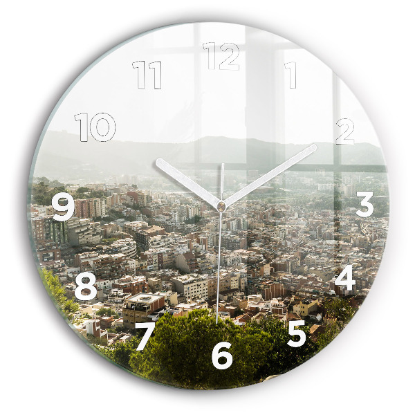 Horloge ronde Vue de Barcelone sur Montjuic