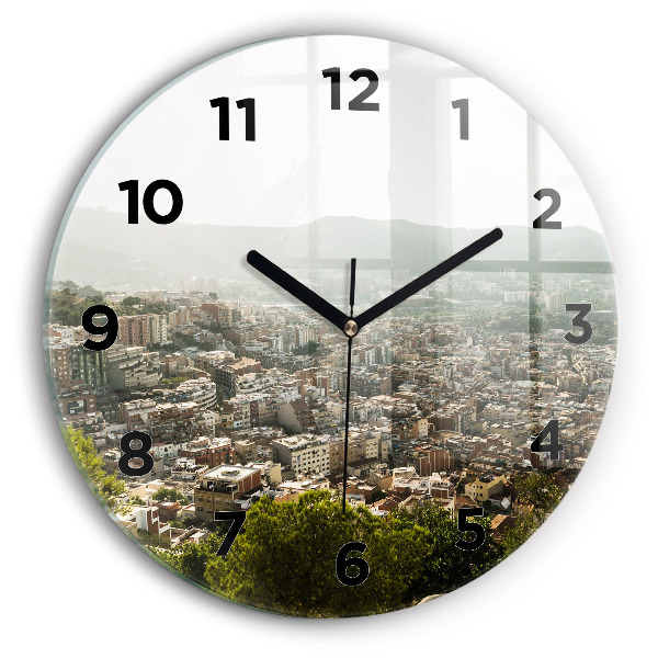 Horloge ronde Vue de Barcelone sur Montjuic