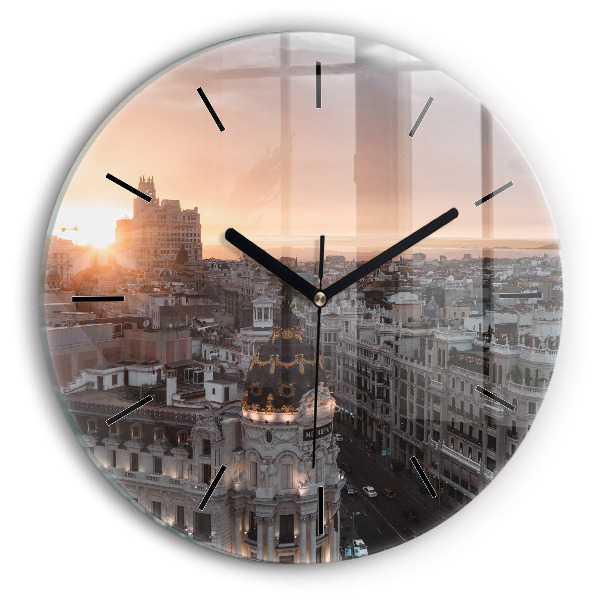 Horloge ronde Villes au coucher du soleil