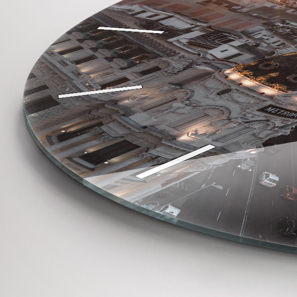 Horloge ronde Villes au coucher du soleil