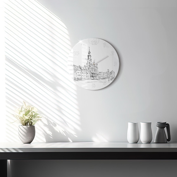 Horloge ronde Croquis de la vieille ville de Poznań