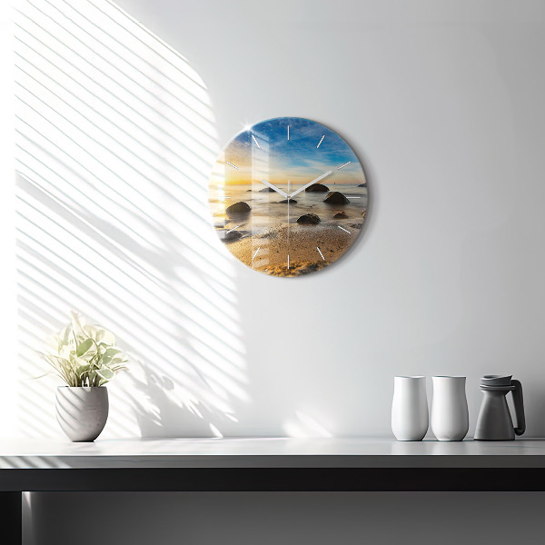 Pendule murale ronde Lever de soleil sur la mer Baltique