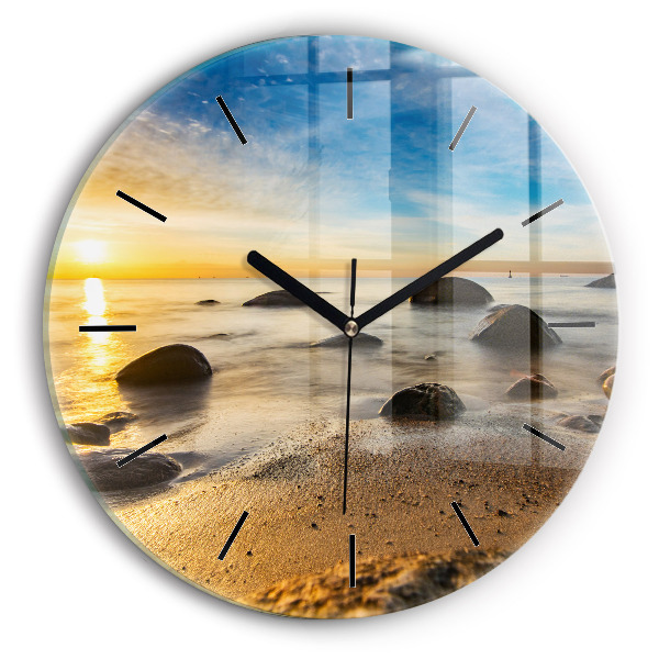 Pendule murale ronde Lever de soleil sur la mer Baltique