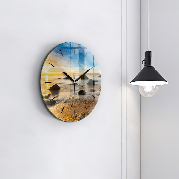 Pendule murale ronde Lever de soleil sur la mer Baltique
