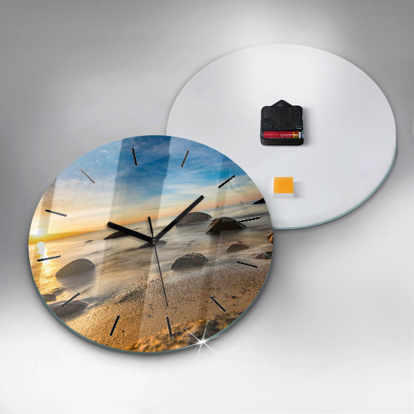 Pendule murale ronde Lever de soleil sur la mer Baltique