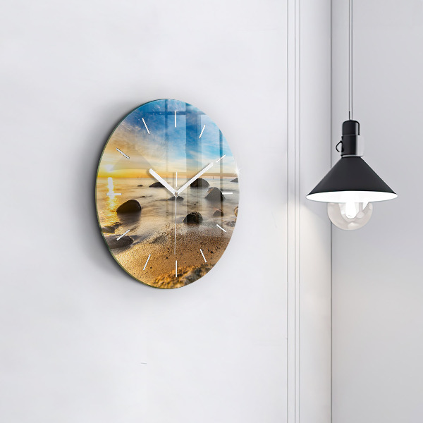 Pendule murale ronde Lever de soleil sur la mer Baltique
