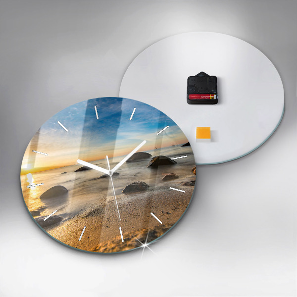 Pendule murale ronde Lever de soleil sur la mer Baltique