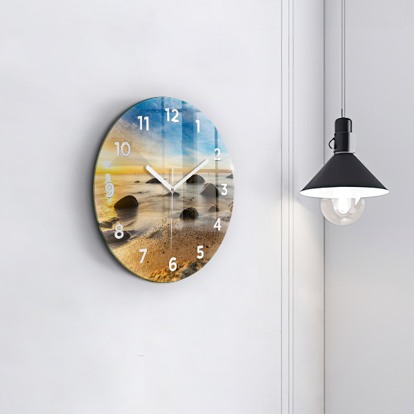 Pendule murale ronde Lever de soleil sur la mer Baltique