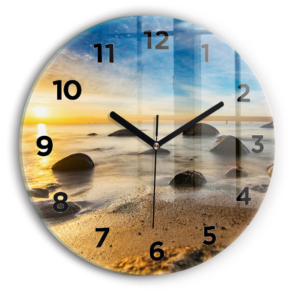 Pendule murale ronde Lever de soleil sur la mer Baltique