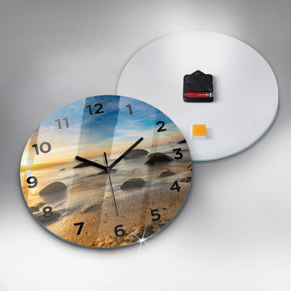 Pendule murale ronde Lever de soleil sur la mer Baltique