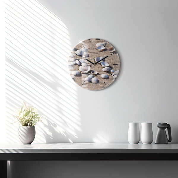 Horloge ronde Coquillages sur la plage