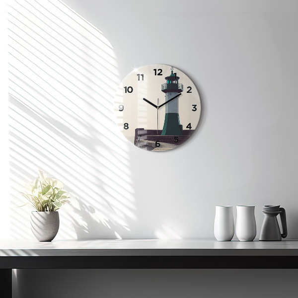 Horloge ronde Le phare et la mer