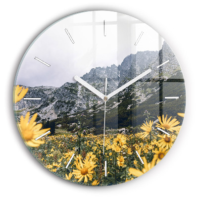 Horloge ronde Fleurs des prés dans les montagnes