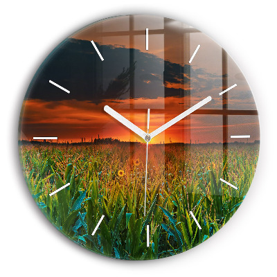 Horloge ronde Tournesols dans le pré