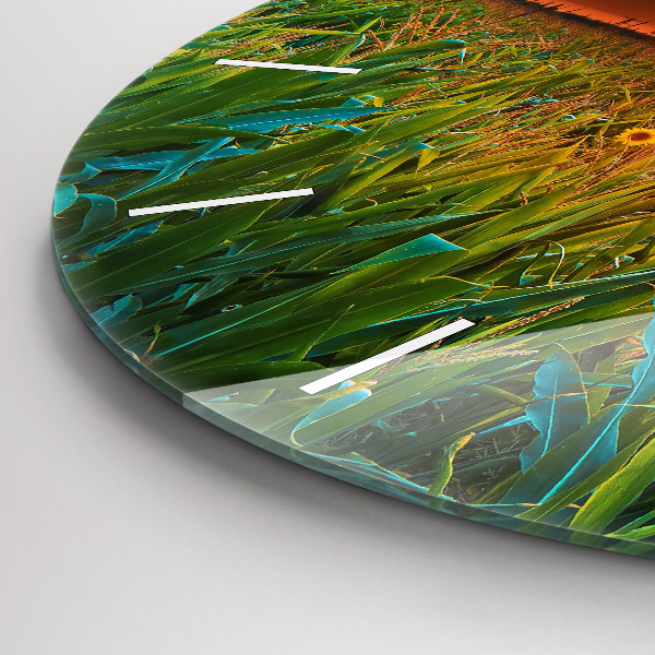 Horloge ronde Tournesols dans le pré